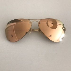 Ray Ban RB 3449 Gold Mirror Aviator Sunglasses